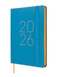 Finocam - Kalender 2026, weekoverzicht, dwarsaanzicht, januari - december (12 maanden), jaarplanner 2026, met elastiek en puntband, zachte omslag Flexi glad, blauw, Spaans