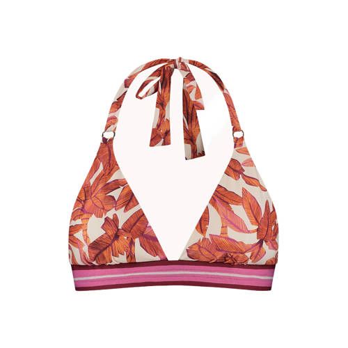 Cyell voorgevormde halter bikinitop wit/lichtbruin