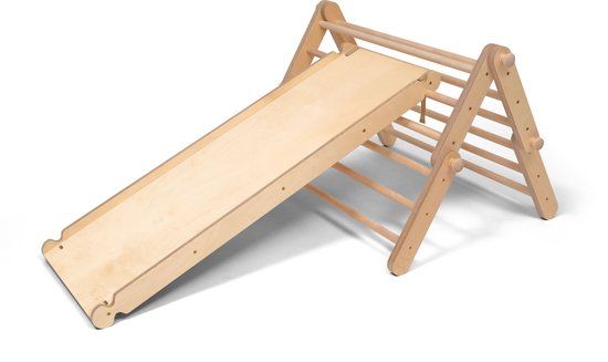 Ette Tete Mopitri Houten Pikler klimrek met glijbaan - 4 segmenten - Verstelbaar - Montessori - Klimtoren - Inklapbaar - Duurzaam