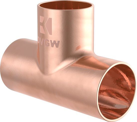 KIRCHHOFF CU T-stuk, blanco, 22 mm, 3 mofen, (5130)