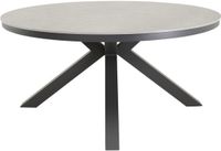 Lesliliving Tafel Davos 158 cm - Eetkamertafel met Sintered Stone blad - Donkergrijze aluminium frame