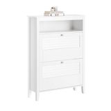 SoBuy FSR152-W Schoenenkast - Witte Opbergkast met 2 Kleppen & Rek