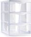 Plasticforte Ladeblokje/bureau organizer met 3x lades - transparant/wit - L18 x B25 x H25 cm