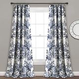 Lush Decor Botanische Tuin Gordijnen Bloemen Vogelprint Licht Filteren Venster Panel Gordijnen Set voor Living, Dining, Slaapkamer (Paar), Navy, 132 cm B x 95L