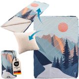 Skandika Liva Campingdeken - 4-in-1 outdoor deken, 200 x 135 cm, slaapzak, kussen, met teddybont onderkant, polyester vulling, waterdicht, campingdekbed, accessoires
