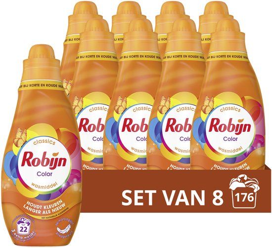 Robijn Klein & Krachtig Classics Color Vloeibaar Wasmiddel - 8 x 22 wasbeurten - Voordeelverpakking
