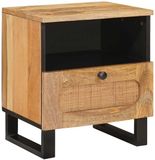 vidaXL Nachtkastje met lade Naturel 40 x 33 x 46 cm Massief Mango Hout