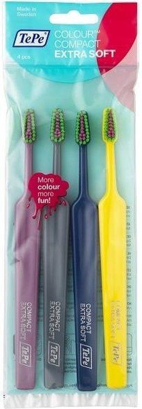 TePe Colour Compact Toothbrush - 4 Pcs - Extra Soft