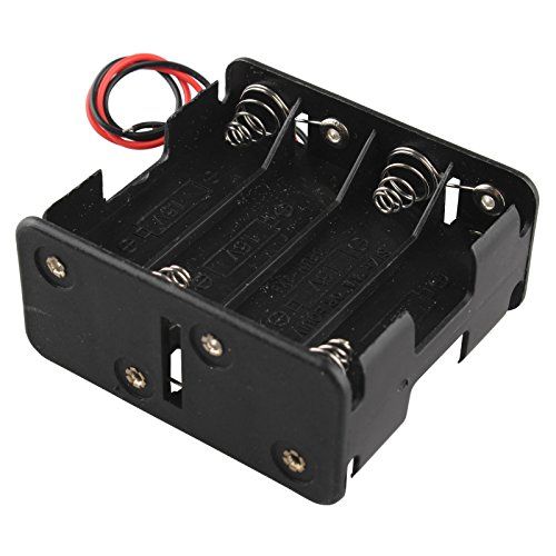 HALJIA 12 V 8 x AA Batterij Clip Slot Houder Stack Box Case Double Deck/Achterkant aan Achterkant 15,2 cm Geleiding Draad