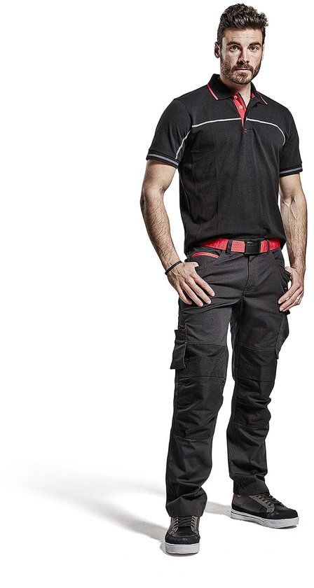Blåkläder Service Werkbroek met stretch 1495-1330 - Mannen - Zwart/Rood - 44