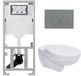 Geberit Adema Classico toiletset - Inbouwreservoir, Toiletpot, Basic Toiletzitting, Bedieningsplaat - Licht Grijs, Ronde Knoppen, Glans Wit