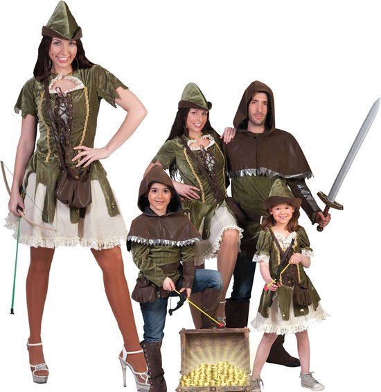 Funny Fashion Robin Hood Kostuum Robin Hood De Armenhelper Jurk Vrouw Maat 44-46 Carnaval kostuum Verkleedkleding