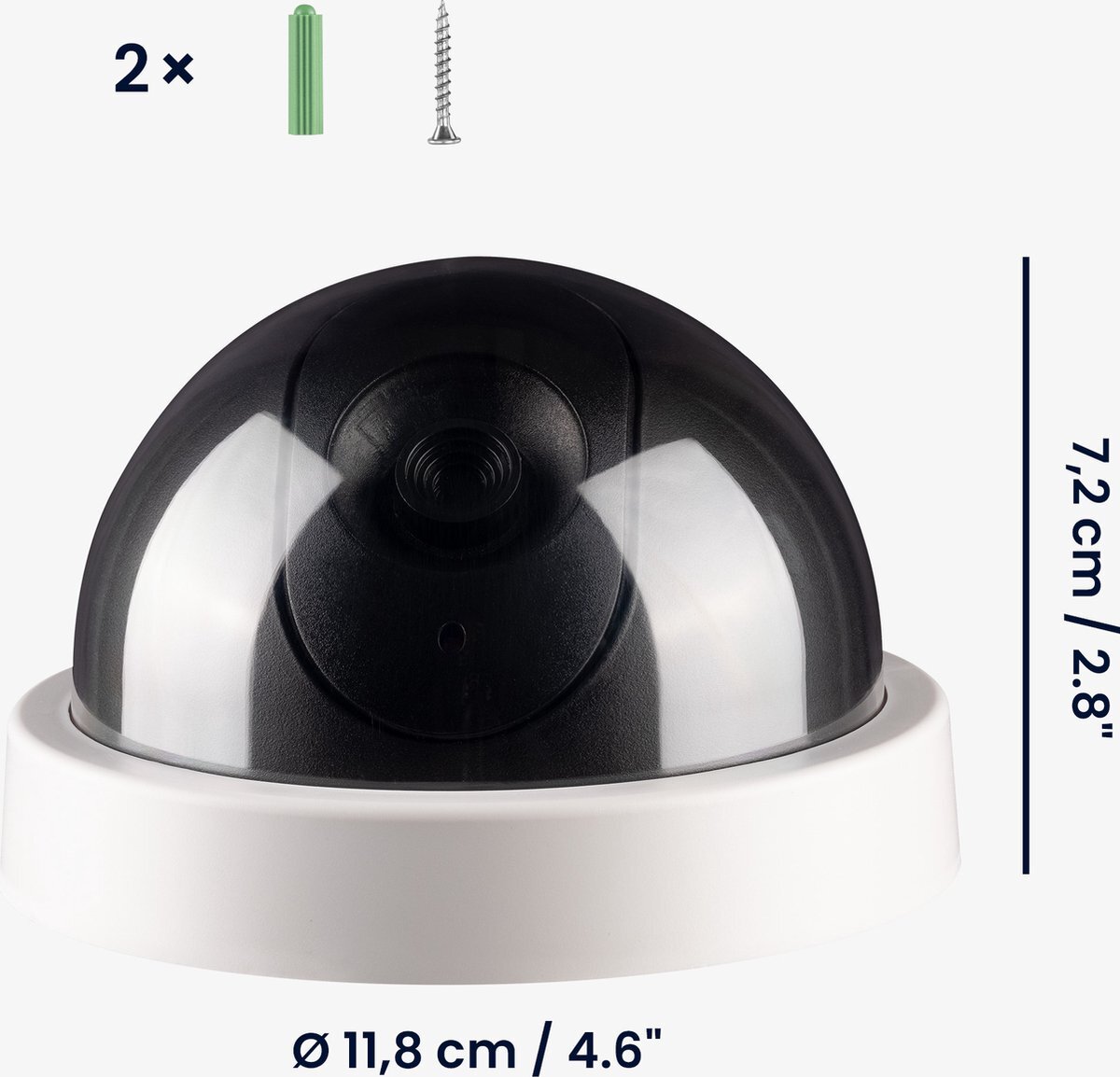 kwmobile dummy camera met lampje - Beveiligingscamera met knipperende LED - Dome - Wit wit