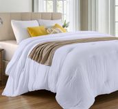 Famanu - Dons-alternatief dekbed queensize, gewatteerd met hoeklussen, machinewasbaar – Wit