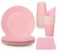 Merkloos 90-delige Wegwerp Servies Set voor Feesten, Roze