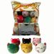 Coussin Kawaii + 6 mini Peluches Maneki Neko Chats Porte-Bonheur