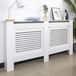Bakaji Radiatorafdekking van MDF-hout, 152 x 19 x 82 cm, radiatorafdekking met bovenste plank en horizontale lattendecoratie, modern design, wit