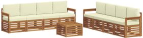 vidaXL Ensemble de canapé d'extérieur 9 pièces Naturel et Crème