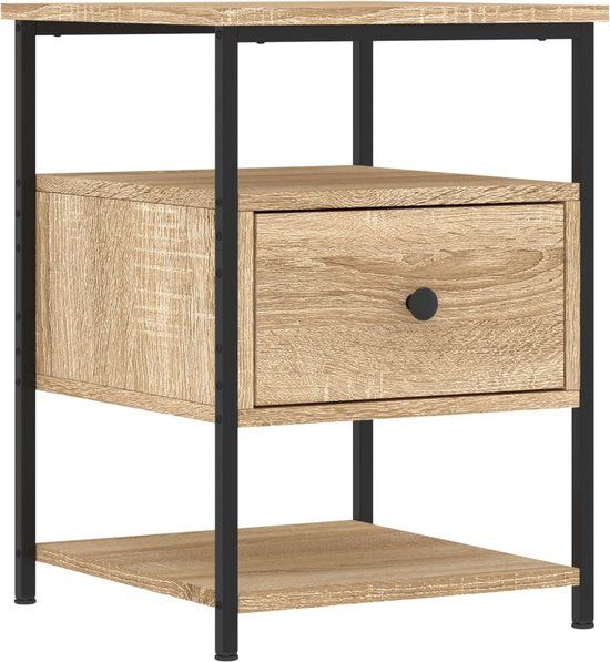 vidaXL Nachtkastje 40x42x56 cm bewerkt hout sonoma eikenkleurig