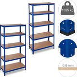 Merkloos 2x stellingkast - 180 x 90 x 45 cm - opbergrek - blauw