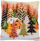 Vervaco Kruissteekkussen kit - Kerstbomen - 40 x 40cm