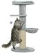 Arbre à chat - Arbre d'escalade pour chats - 103,5 cm de haut - 3 niveaux - Hamac et plateforme de couchage - Poteaux épais en sisal - Balle suspendue - Gris clair
