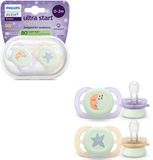 Philips Avent Ultra Start Night – Glow-in-the-dark siliconen fopspeen – 0-2 mnd – 2 stuks - SCF075/17