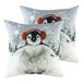 Evans Lichfield Besneeuwde pinguïn met oorkappen Polyester Gevulde Kussens (Twin Pack), Multi, 43 x 43 cm