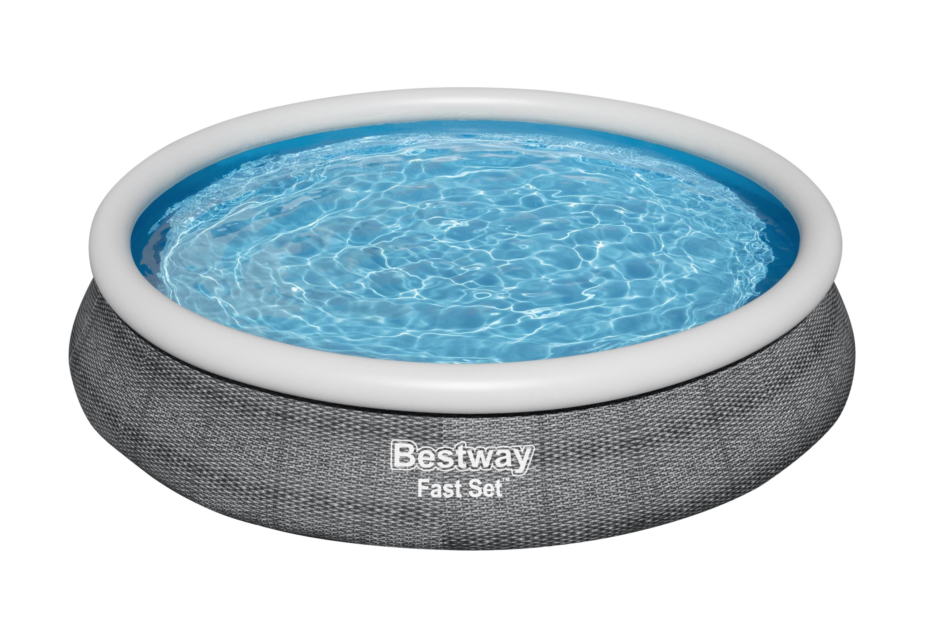 Bestway Fast Set Opblaasbaar Zwembad - Ø 4.57m x 84cm - Grijs - Incl. Filterpomp