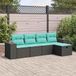 Prolenta Maison Exclusive - Tuinset voor in de tuin, bestaande uit 5 delen met kussens, zwart, gemaakt van polyrotan