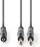 Nedis Stereo-Audiokabel - 2x 6,35 mm Male - 3,5 mm Male - 3 m - Donkergrijs