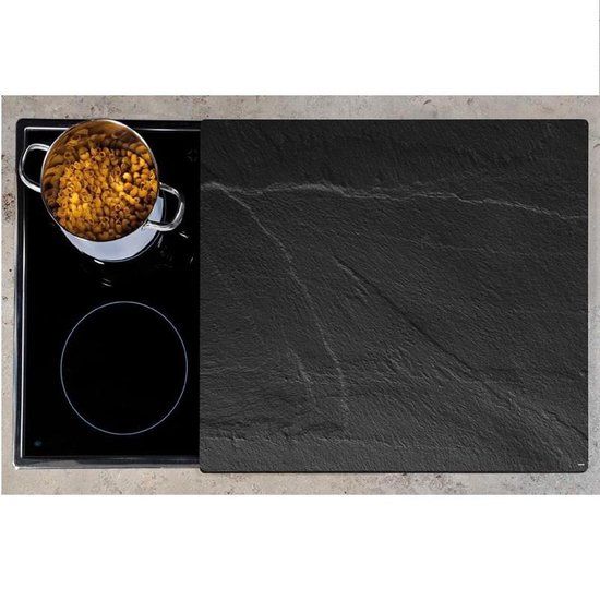 XXL Multifunctionele Glas Snijplank - Spatbescherming - Leisteen - 56 x 50 cm