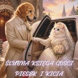 Księga gości ślubnych z kotem i psem: Urocza księga 8,5" x 8,5" dla miłośników zwierząt – miejsce na życzenia i 10 zdjęć