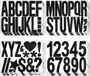 Autocollants 12 feuilles avec lettres et chiffres - Autocollants en vinyle auto-adhésifs - Hauteur 10 cm - Noir