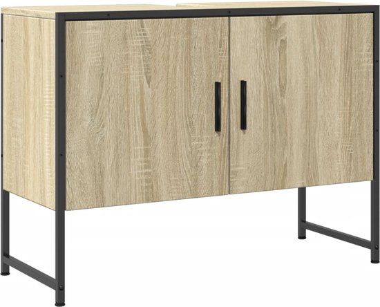 vidaXL Wastafelkast 80x33x60 cm bewerkt hout sonoma eikenkleurig