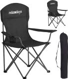 Merkloos Relaxdays Campingstoel - 2 stuks - opvouwbaar - met bekerhouder - zwart