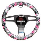 Simoni Racing Stuurwielhoes Flower - Zwart Eco-Leder/Roze - 37-39cm