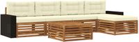 vidaXL - Bank loungeset - 4 zitplaatsen - Polyester - Natuurlijk en crème