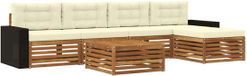 vidaXL - Bank loungeset - 4 zitplaatsen - Polyester - Natuurlijk en crème