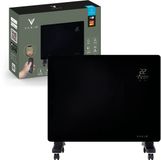 Varin® Smart Design Elektrische kachel - 1500 Watt - Zwart glas - IP24 - Met thermostaat - Wandmontage of verrijdbaar - Tuya Wifi