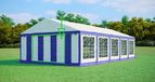 Toile d'entrée de remplacement en PVC pour tente de réception (côté étroit), largeur 5 m, hauteur 2 m, bleu-blanc