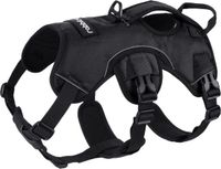 Unyqoos® Harnais anti-traction pour chien avec poignée de transport - Réglable, rembourré, réfléchissant, XL, Noir