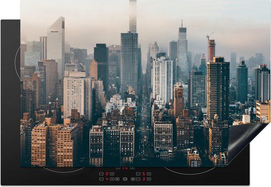 KitchenYeah® Inductie beschermer 77x51 cm - Skyline van New York - Inductiebeschermer voor Inductie Kookplaat - Multicolor