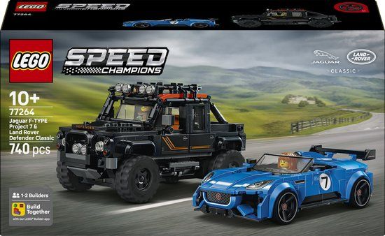 LEGO Speed Champions Jaguar Project 7 en Land Rover Defender Auto Bouwpakket voor Kinderen 77264