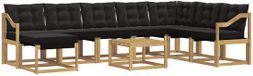 vidaXL - Ensemble de salon d'angle - 8 places assises - Blanc et Noir - Acacia bois