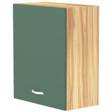 Shally Dogan Wandkeukenkast, hangkast van hout met één deur, 1 plank en 2 vakken, ruime en robuuste wandkast, kleur groen, afmetingen 60 x 32 x 72 cm