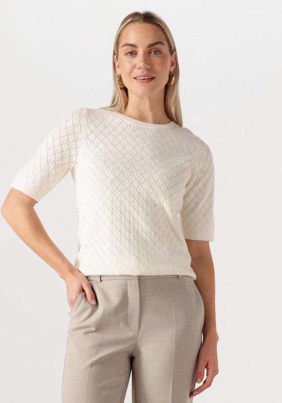 SELECTED WOMEN Slfhelen 2/4 Knit Boat Neck Tops & T-shirts Dames - Shirt - Gebroken wit - Maat L