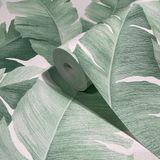 Avalon 31650 Behang groen wit bladeren bloemen plant blad jungle voor slaapkamer woonkamer of keuken Made in Germany 10,05 x 0,53 m