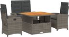 vidaXL 4-delige Tuinset met kussens poly rattan grijs