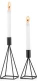 Merkloos Dailygoods - Set van 2 Metalen Kandelaar houders voor Taper Kaarsen - Modern Design